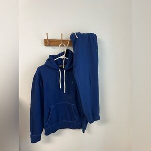 Polo Ralph Lauren RL Fleece Sweatpant & Hoodie Suit Set Blue Medium Luxury